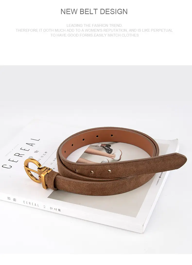 Women's Frosted Anti-Velvet Belt Round Pin Buckle — feature 10