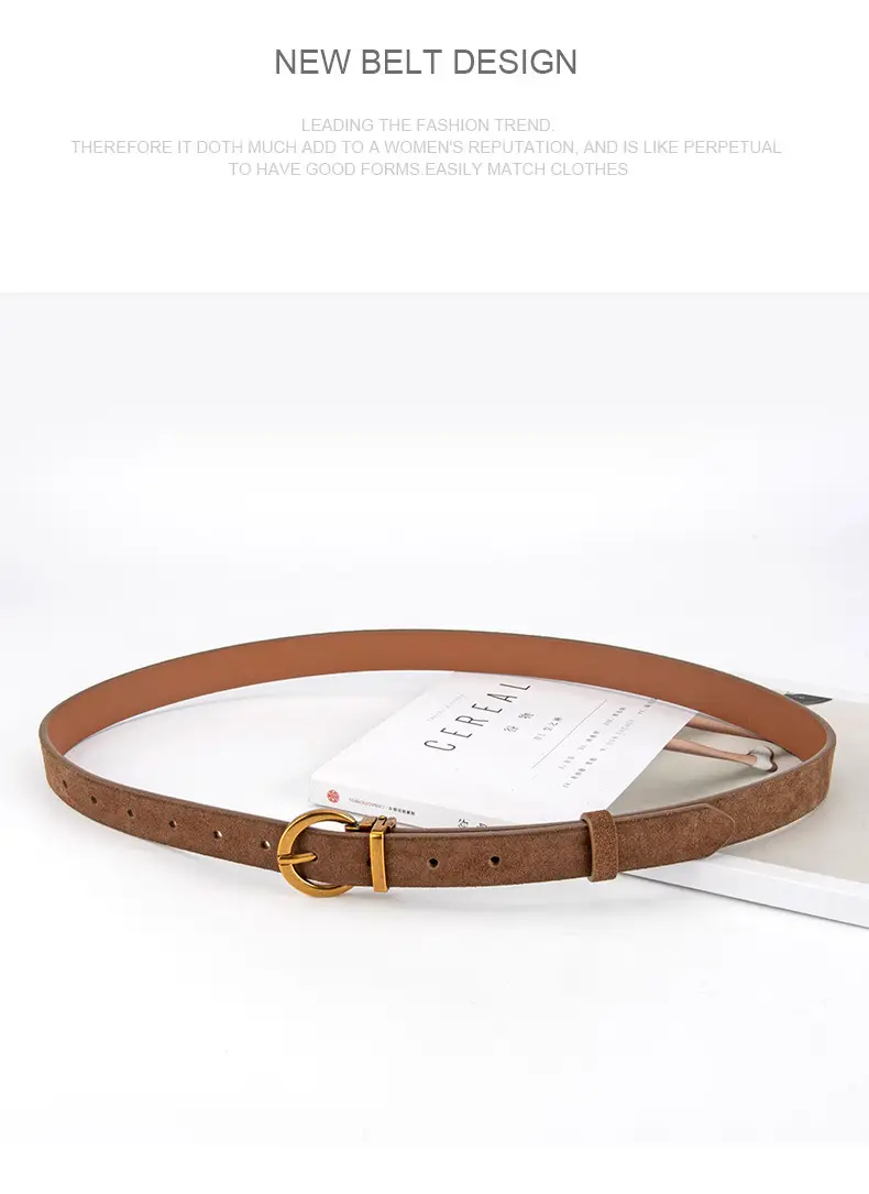 Women's Frosted Anti-Velvet Belt Round Pin Buckle — feature 11