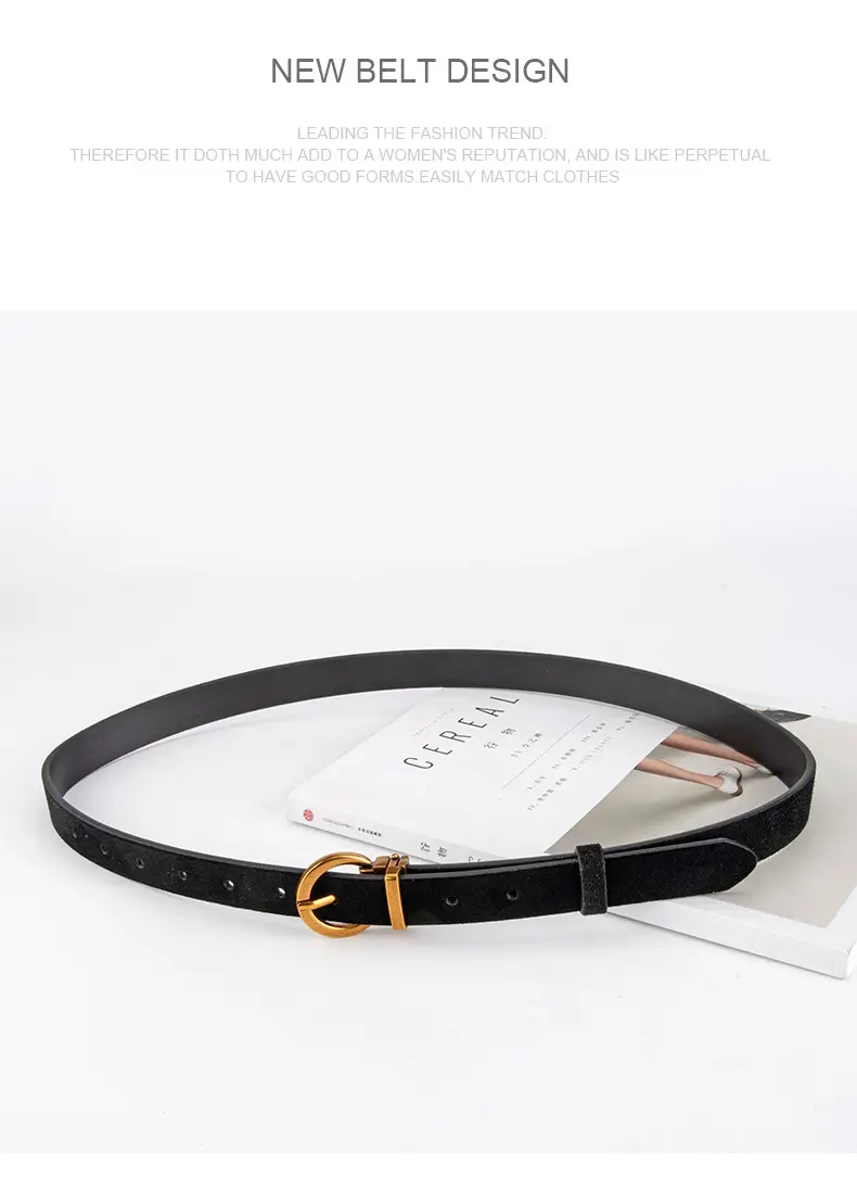Women's Frosted Anti-Velvet Belt Round Pin Buckle — feature 12