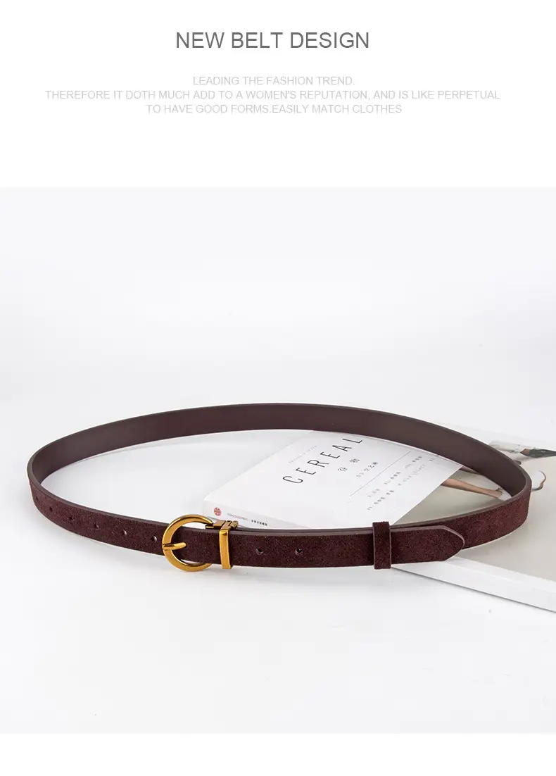 Women's Frosted Anti-Velvet Belt Round Pin Buckle — feature 13