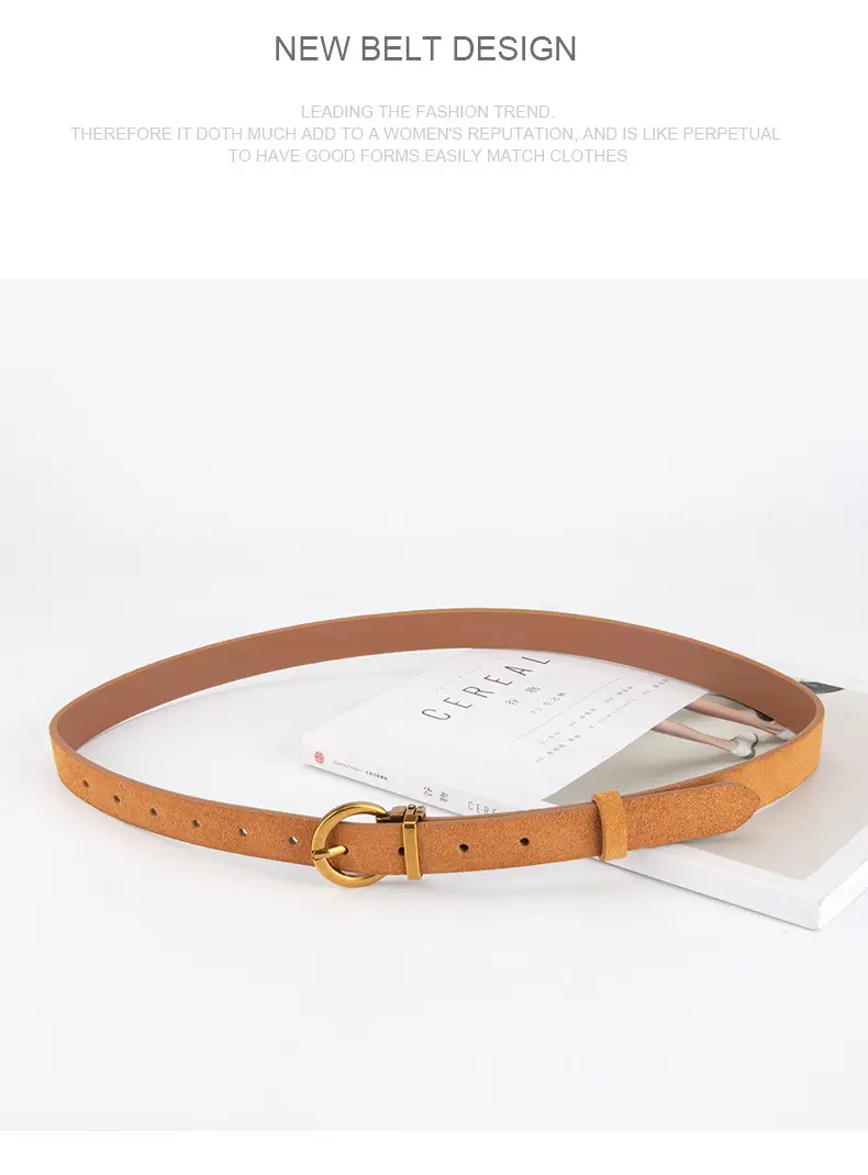 Women's Frosted Anti-Velvet Belt Round Pin Buckle — feature 14