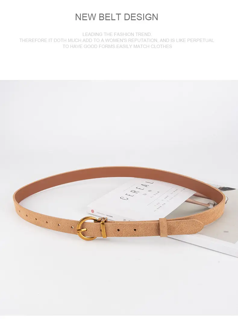 Women's Frosted Anti-Velvet Belt Round Pin Buckle — feature 15
