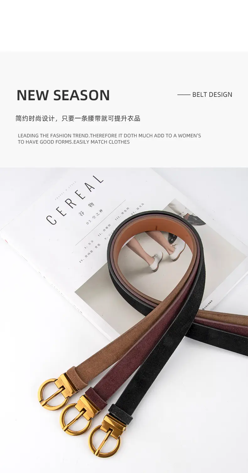 Women's Frosted Anti-Velvet Belt Round Pin Buckle — feature 4