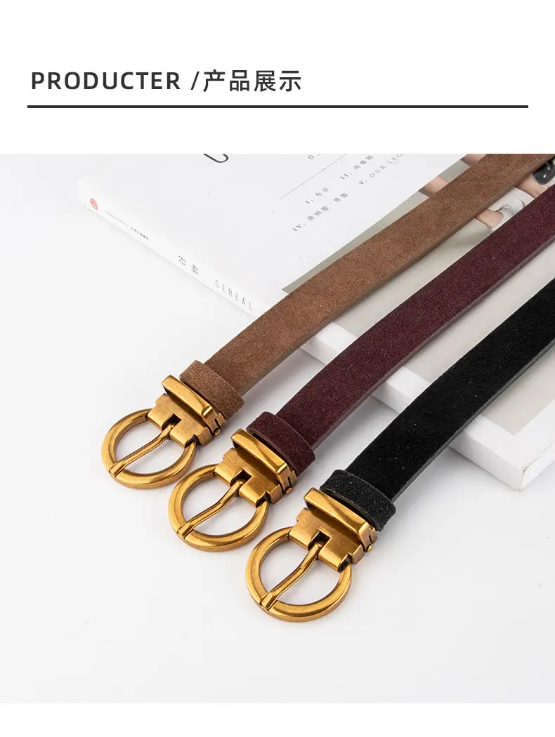 Women's Frosted Anti-Velvet Belt Round Pin Buckle — feature 9