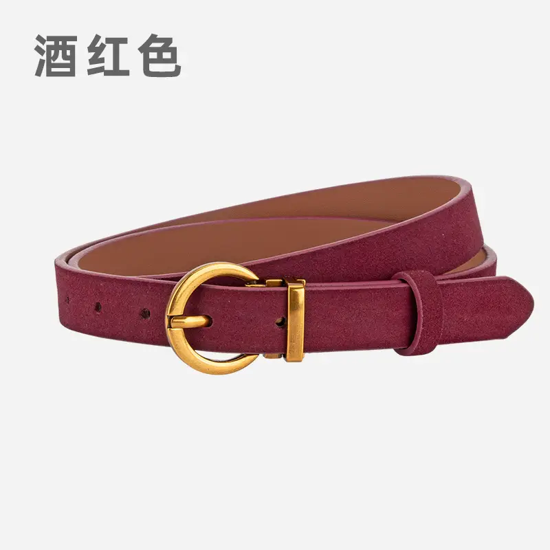 Women's Frosted Anti-Velvet Belt Round Pin Buckle - Image 4