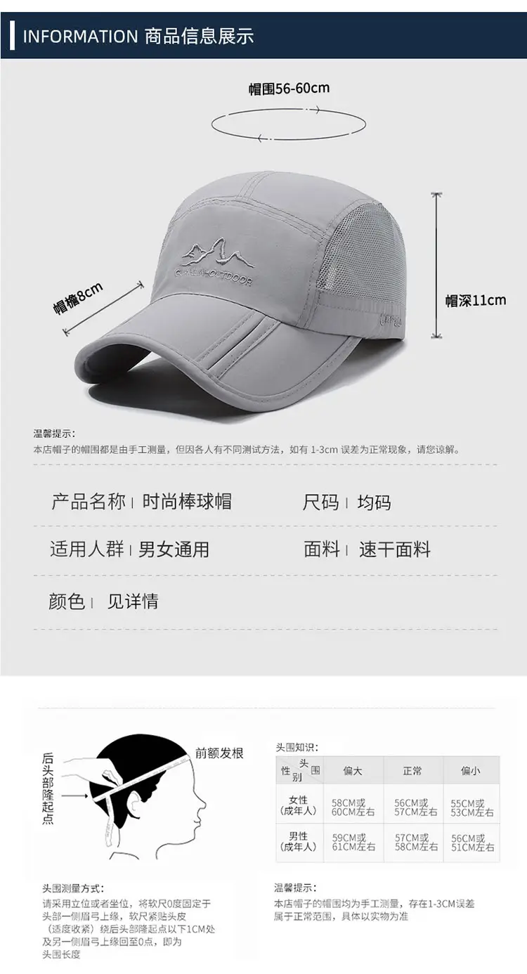 Men's Foldable Baseball Cap Grey Waterproof Hiking — feature 9