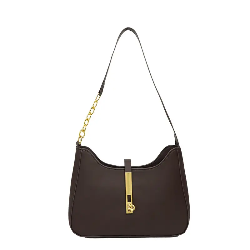 Black Korean Style Shoulder Bag with Gold Chain