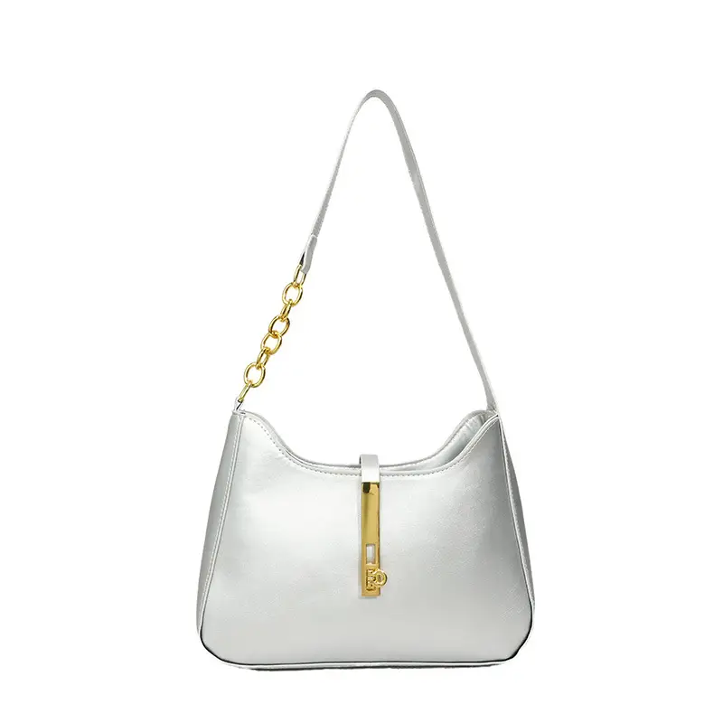Black Korean Style Shoulder Bag with Gold Chain