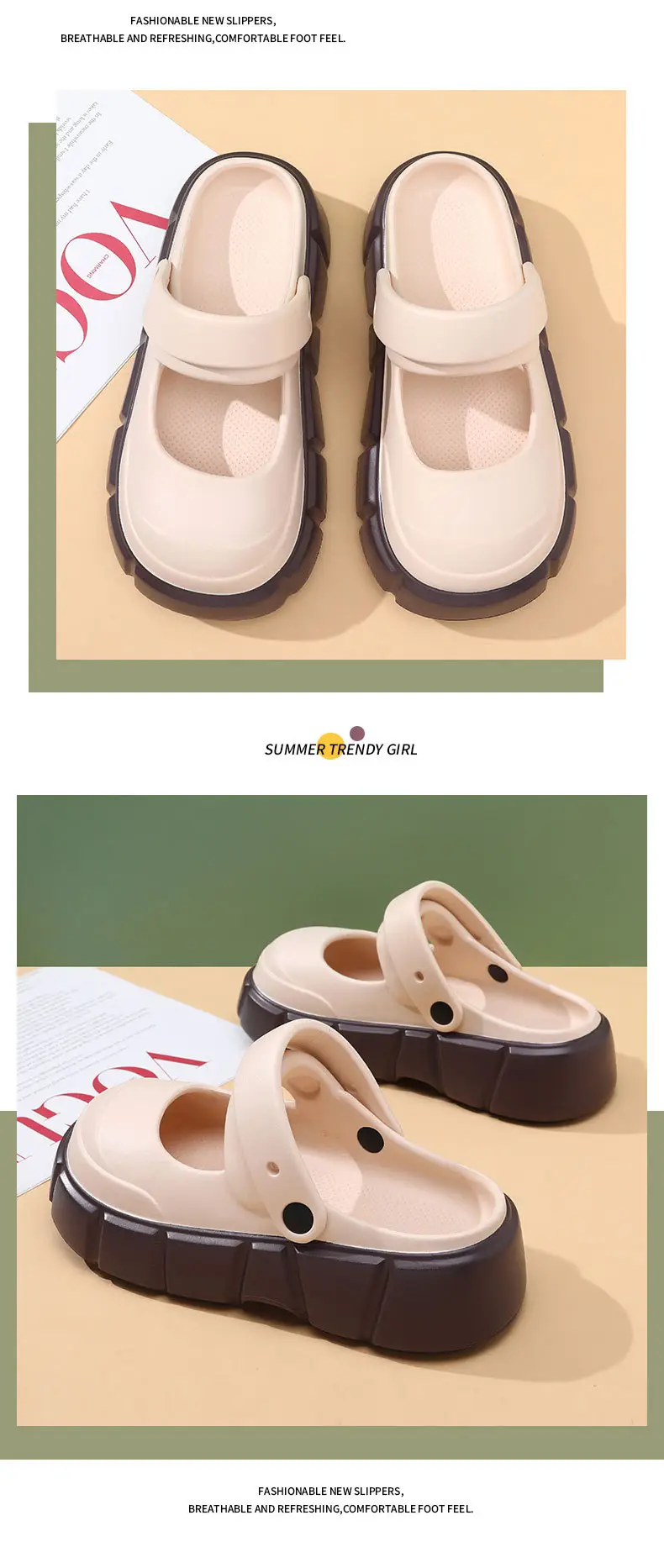 Summer Women's Thick-soled Cave Shoes Heightened Outerwear Slippers Cute EVA Mary Jane All-match Dung-feeling Wear-resistant Sandals — feature 8