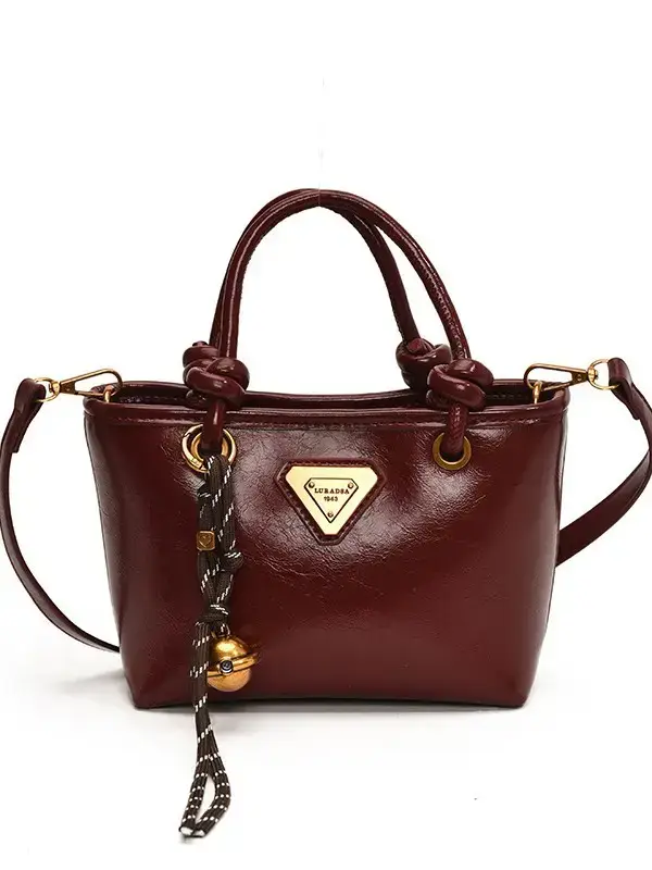 Women's Brown Leather Bucket Bag with Chain Strap - Image 13