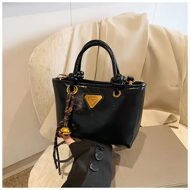 Women's Brown Leather Bucket Bag with Chain Strap — feature 23