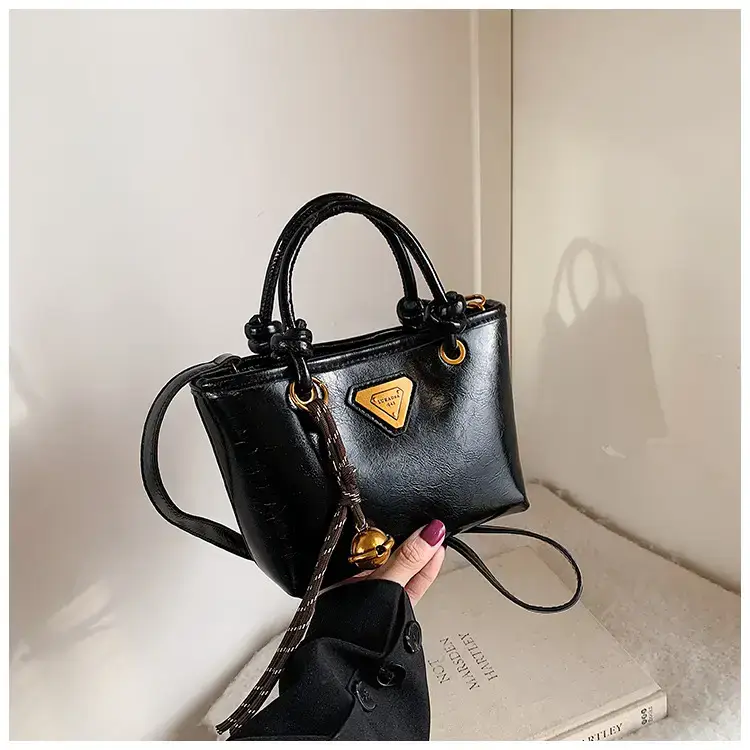 Women's Brown Leather Bucket Bag with Chain Strap — feature 24