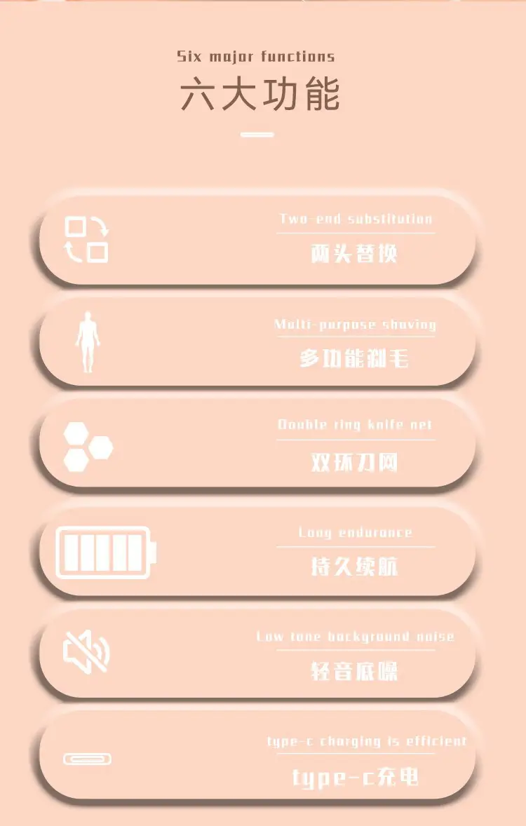 Women's Pink Electric Hair Shaver for Body & Face Trimming — feature 11