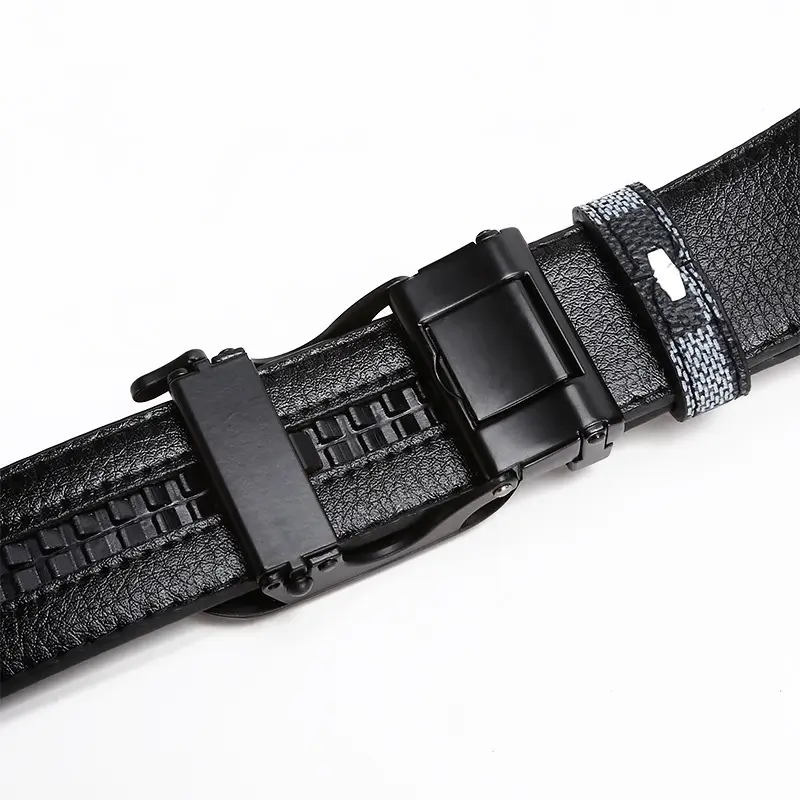 Men's Black H-Eye Buckle Belt with Logo - Image 8