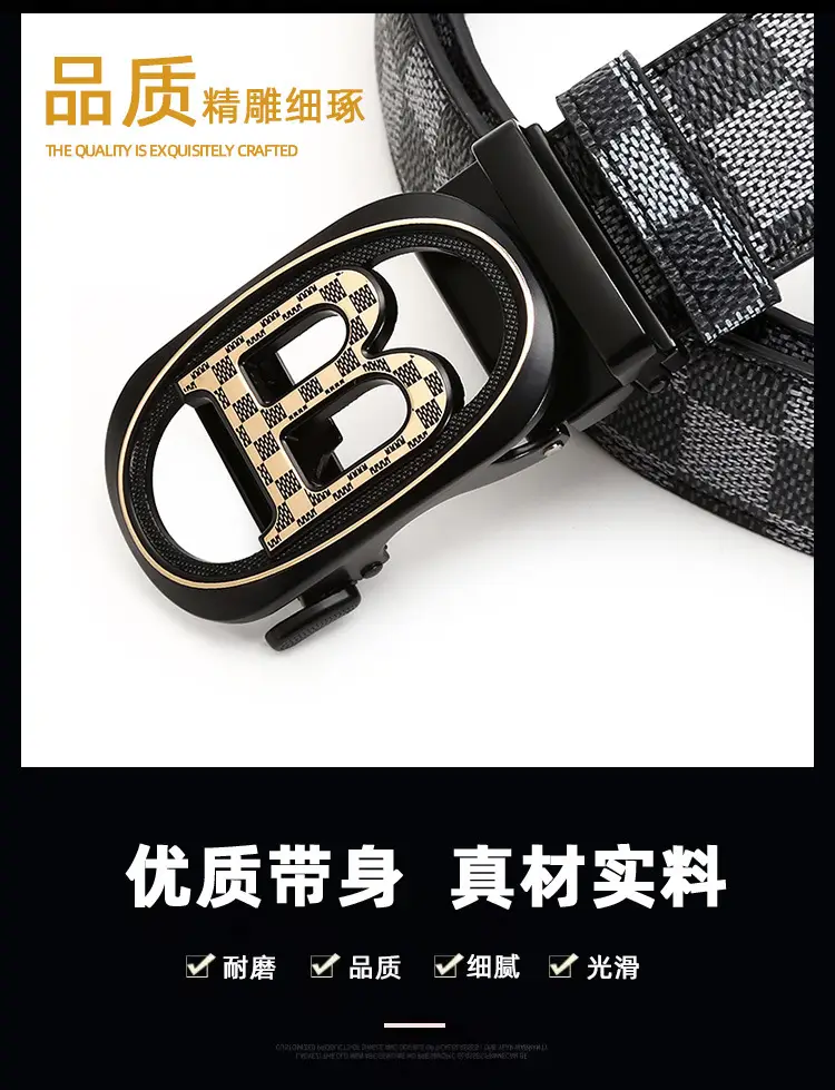 Men's Black H-Eye Buckle Belt with Logo — feature 2