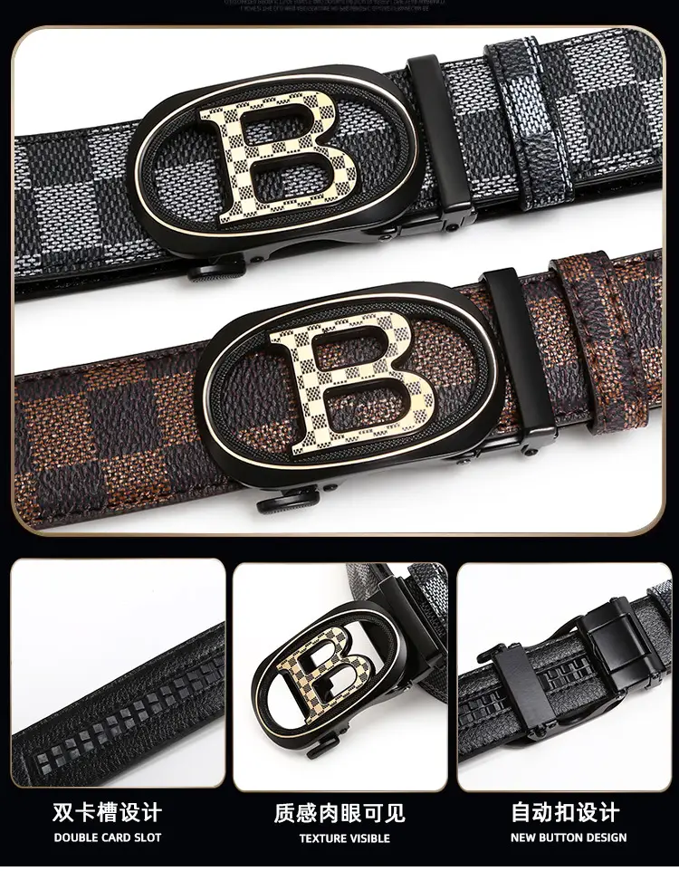 Men's Black H-Eye Buckle Belt with Logo — feature 4