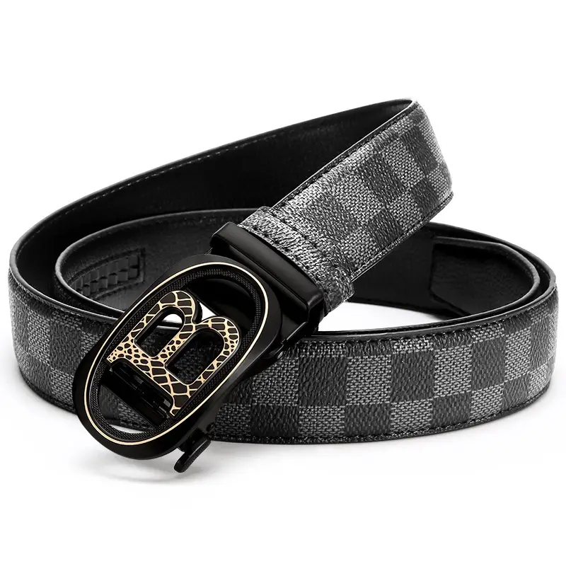 Men's Black H-Eye Buckle Belt with Logo - Image 4