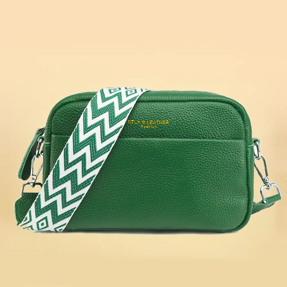 Women's Red Crossbody Bag with Chevron Strap — feature 4