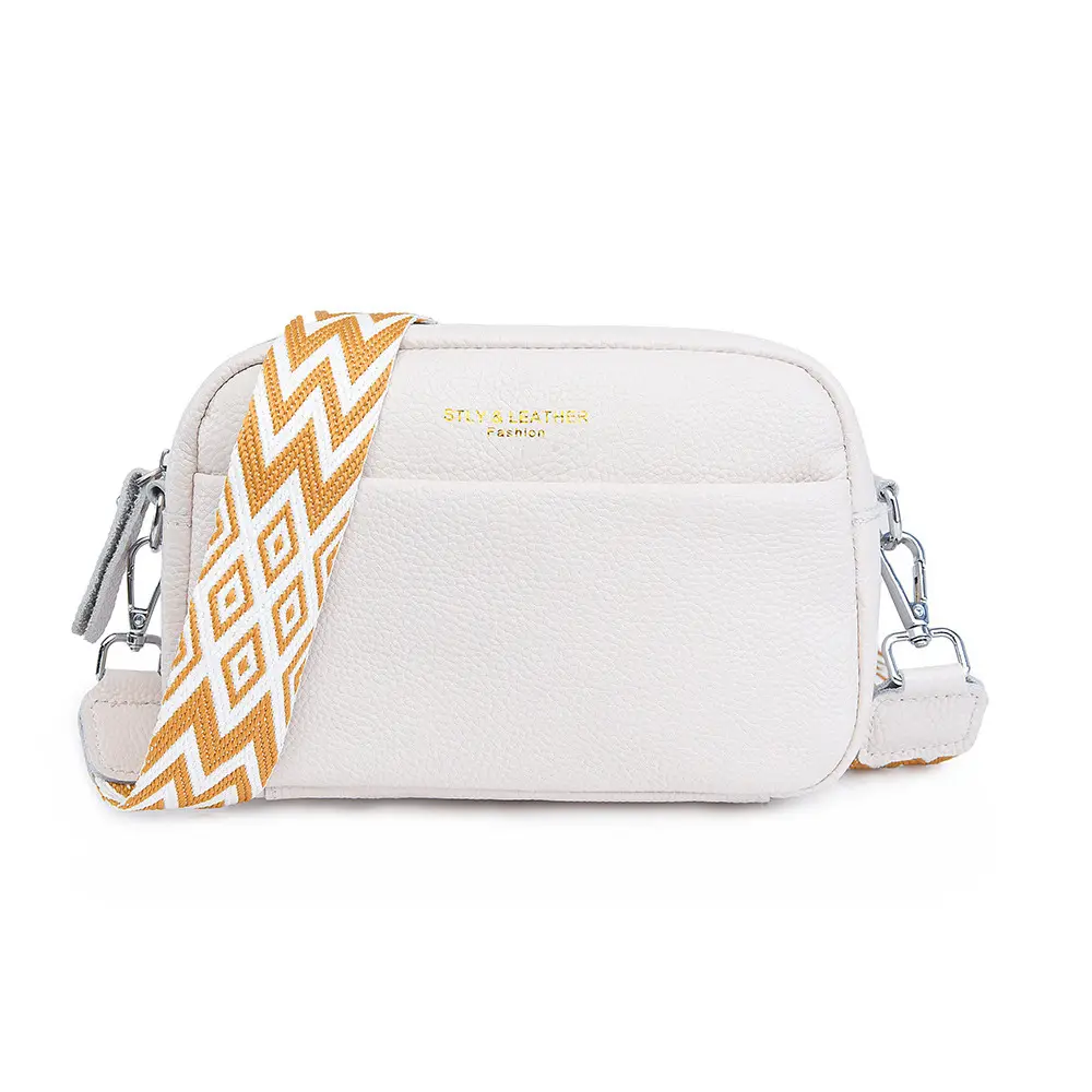Women's Red Crossbody Bag with Chevron Strap - Image 2
