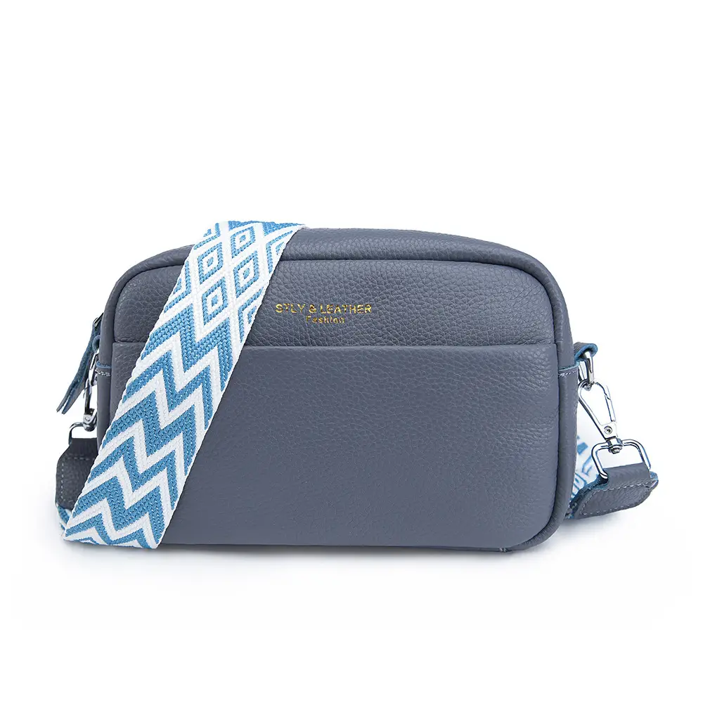 Women's Red Crossbody Bag with Chevron Strap - Image 5