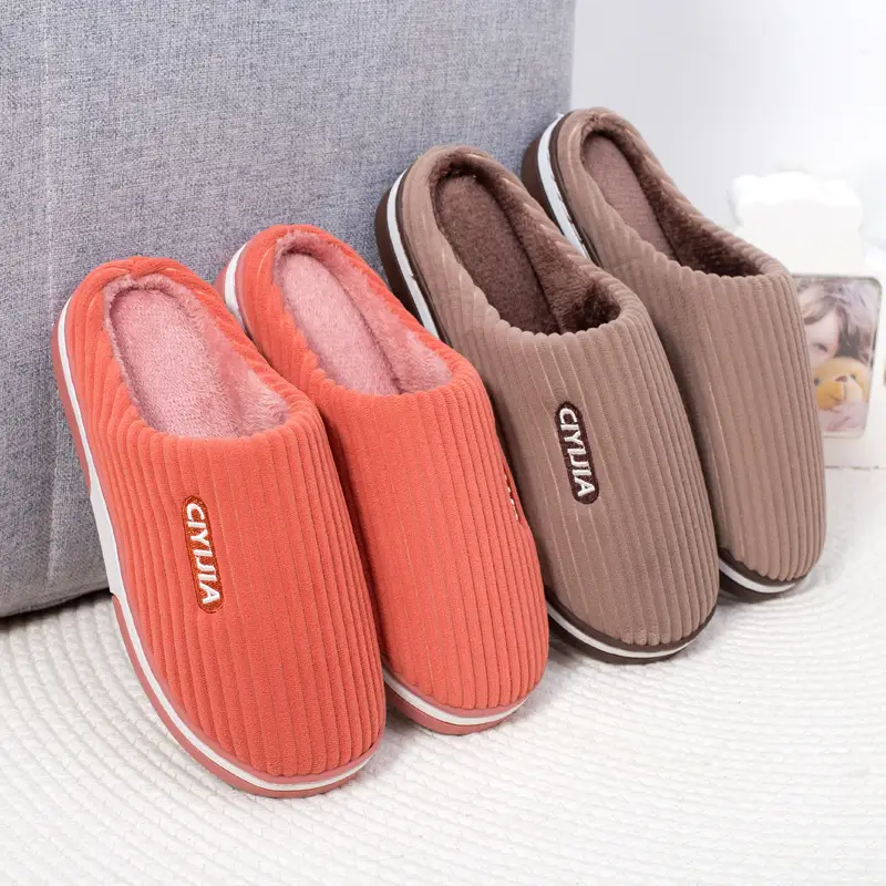 Slippers autumn and winter warm home couple cotton slippers thickened non-slip cross-border wholesale winter plush cotton slippers cross-border - Image 8