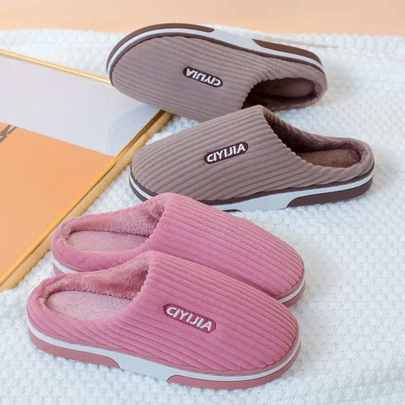 Slippers autumn and winter warm home couple cotton slippers thickened non-slip cross-border wholesale winter plush cotton slippers cross-border - Image 9