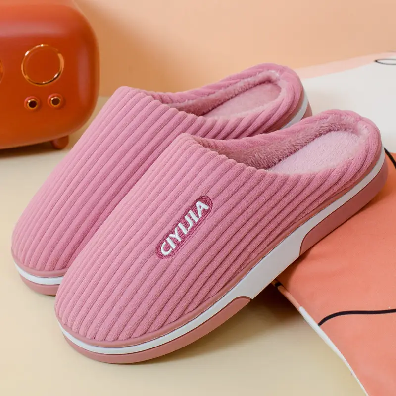 Slippers autumn and winter warm home couple cotton slippers thickened non-slip cross-border wholesale winter plush cotton slippers cross-border