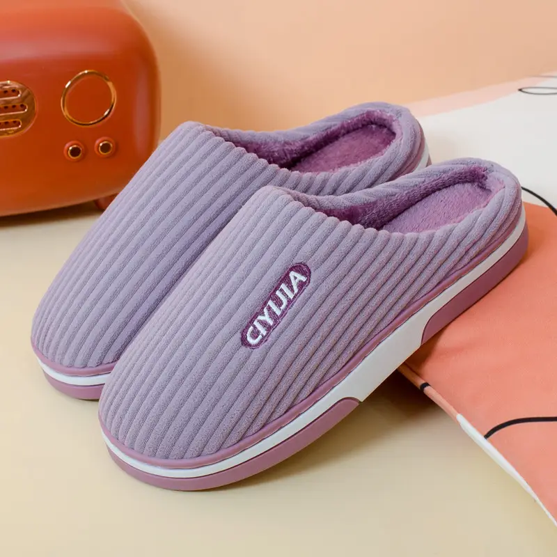 Slippers autumn and winter warm home couple cotton slippers thickened non-slip cross-border wholesale winter plush cotton slippers cross-border - Image 3