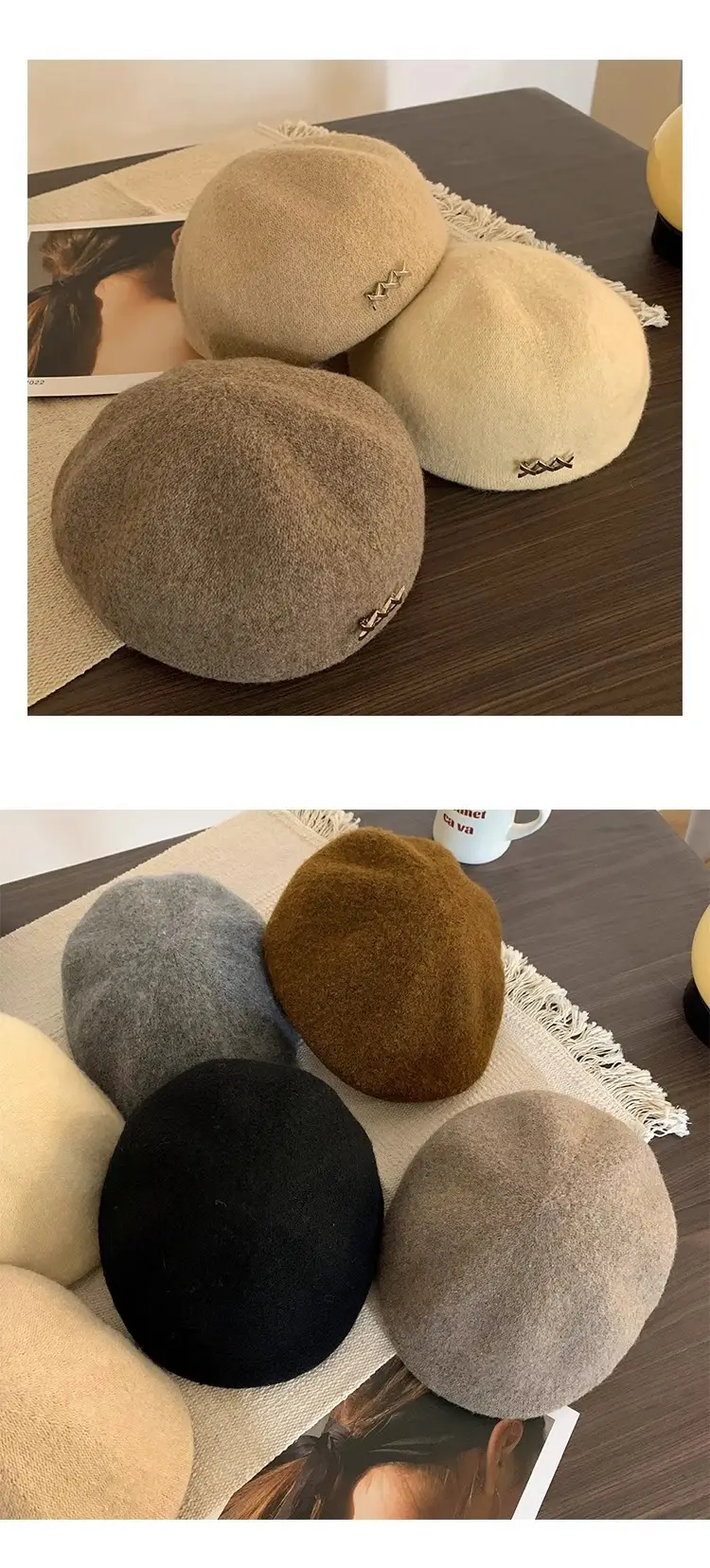 Women Wool Beret Warm Winter Cap Large — feature 11