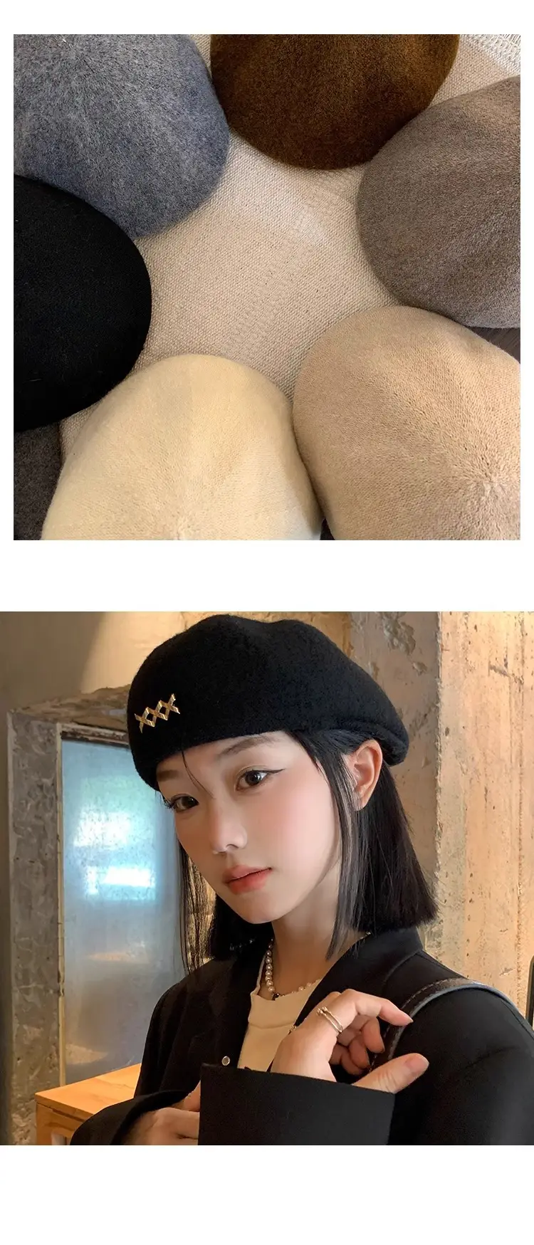 Women Wool Beret Warm Winter Cap Large — feature 13