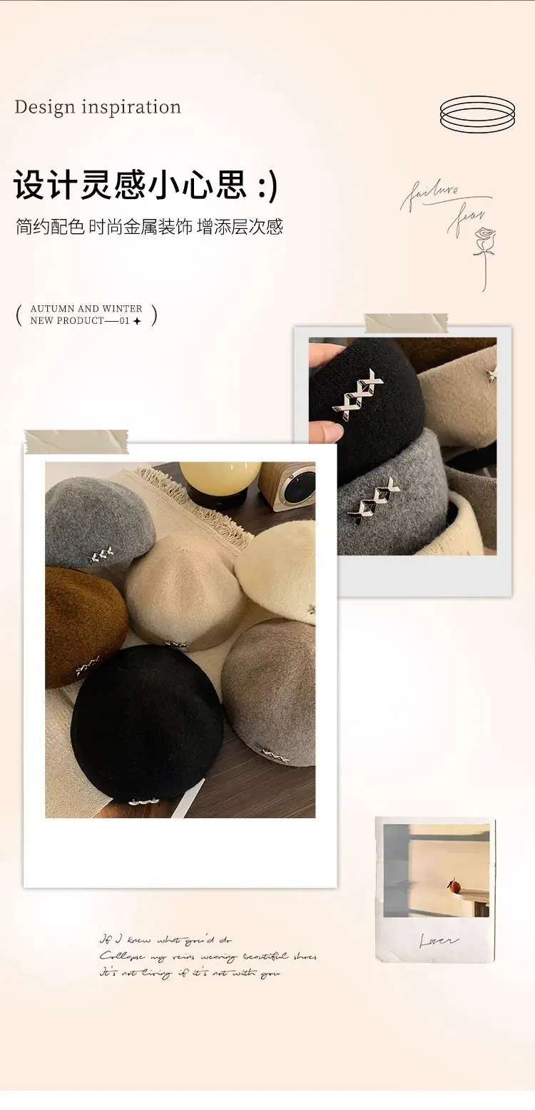 Women Wool Beret Warm Winter Cap Large — feature 5