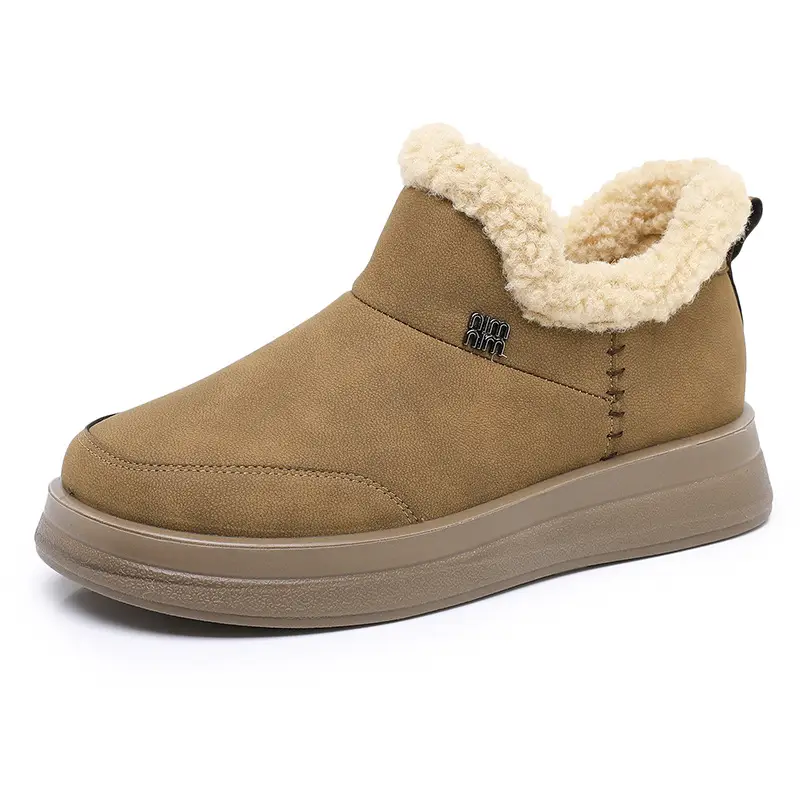 Snow Boots, Birkenstock-Style Women's Autumn and Winter Plush-Lined Cotton Shoes, Slip-On Thick-Soled Mom Shoes, Fashionable Height-Increasing Shoes - Image 8