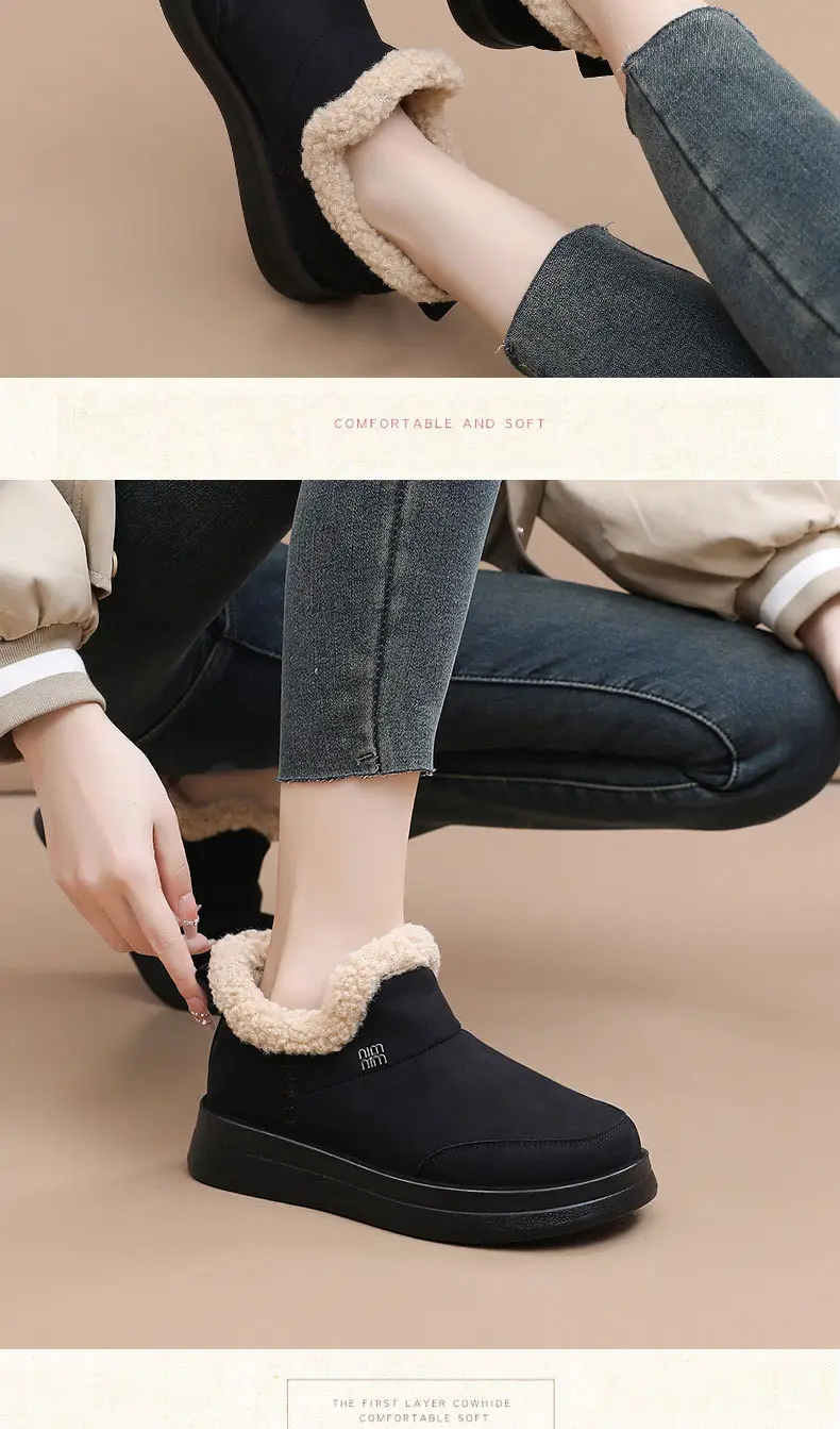 Snow Boots, Birkenstock-Style Women's Autumn and Winter Plush-Lined Cotton Shoes, Slip-On Thick-Soled Mom Shoes, Fashionable Height-Increasing Shoes — feature 22