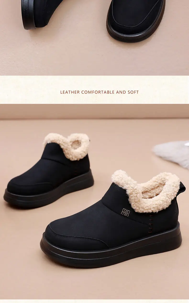 Snow Boots, Birkenstock-Style Women's Autumn and Winter Plush-Lined Cotton Shoes, Slip-On Thick-Soled Mom Shoes, Fashionable Height-Increasing Shoes — feature 24