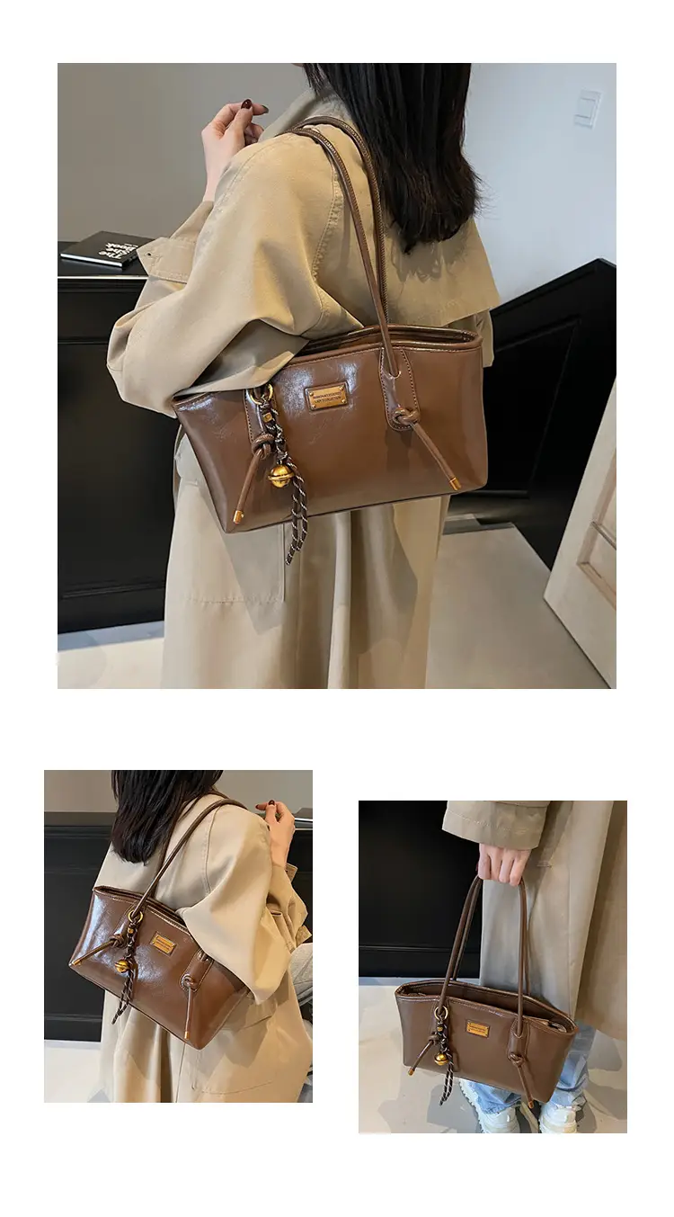 Women's French Retro Shoulder Bag Brown 2024 Winter — feature 23