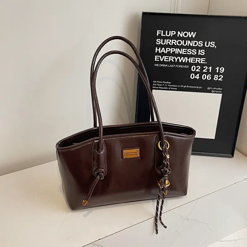 Women's French Retro Shoulder Bag Brown 2024 Winter