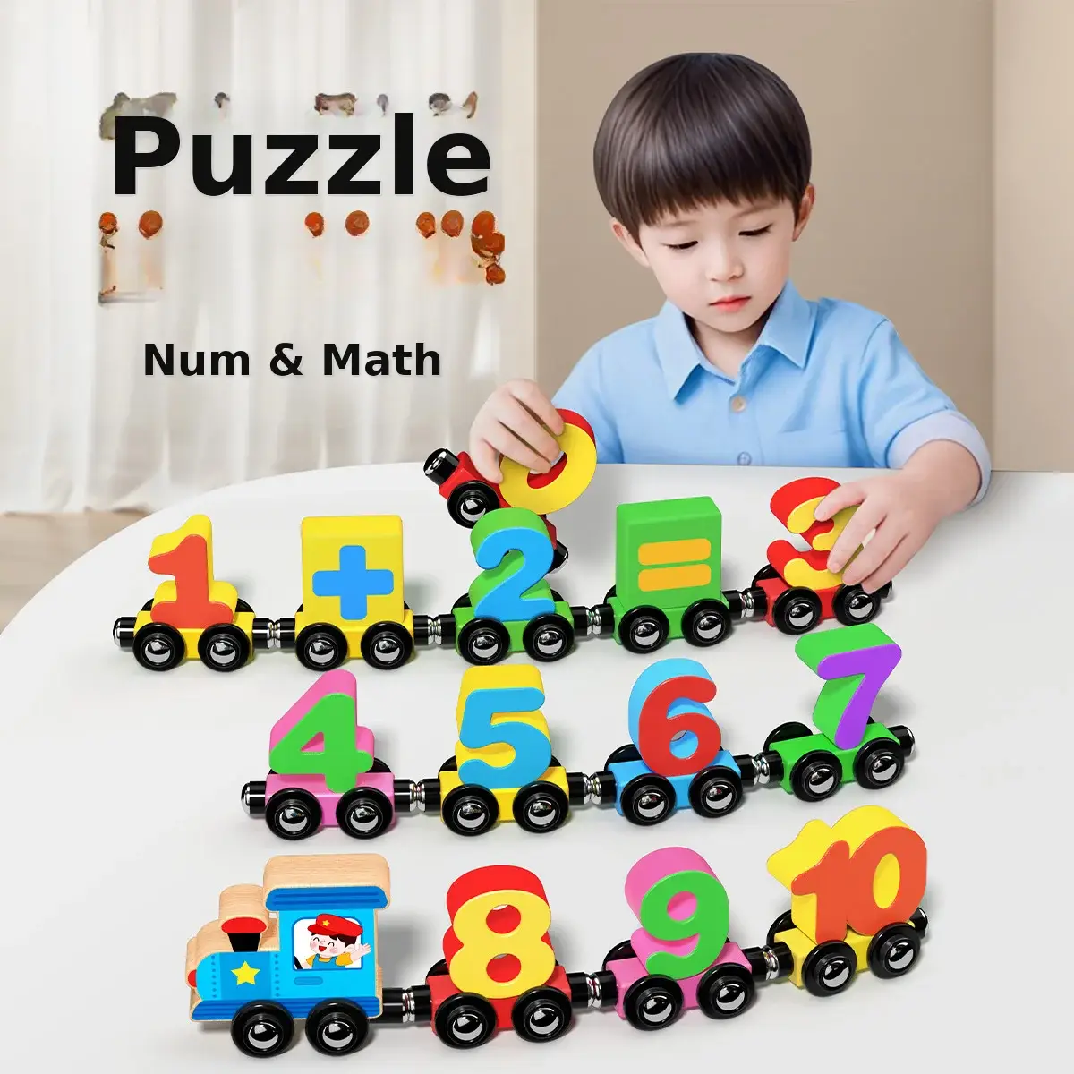 Magnetic Number Train for Kids 0-3 Years Wooden Educational Toy - Image 4