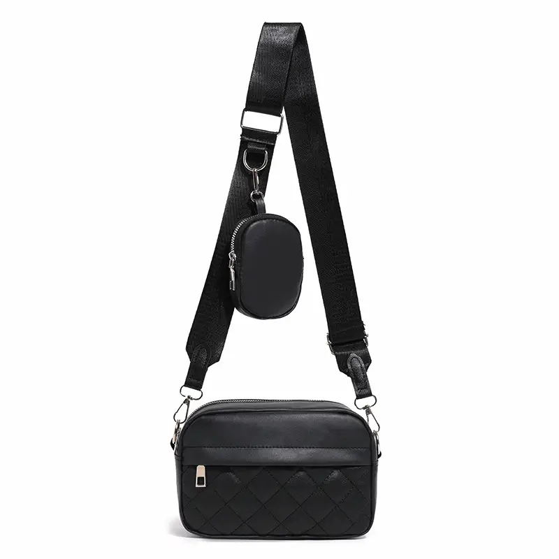 Black Quilted Women's Shoulder Messenger Bag - Image 10