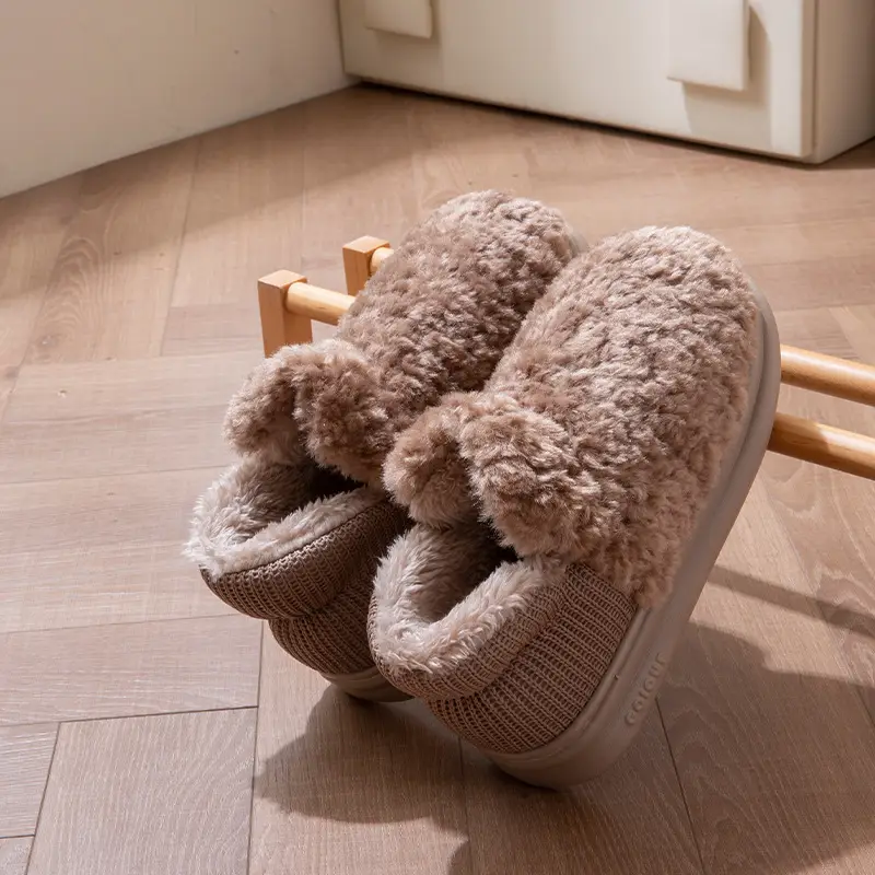New Style Bag-heel Cotton Slippers Men's Thick Bottom Dung-feeling Non-slip fleece-lined Warm High-top Snow Boots for Winter Outer Wear - Image 6