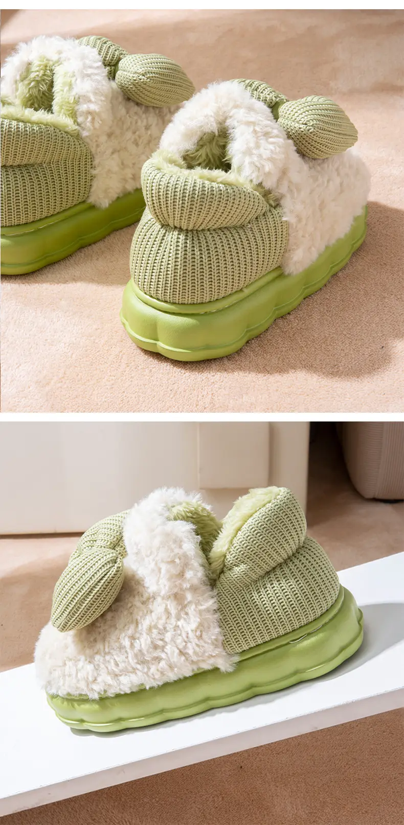 New Style Bag-heel Cotton Slippers Men's Thick Bottom Dung-feeling Non-slip fleece-lined Warm High-top Snow Boots for Winter Outer Wear — feature 10