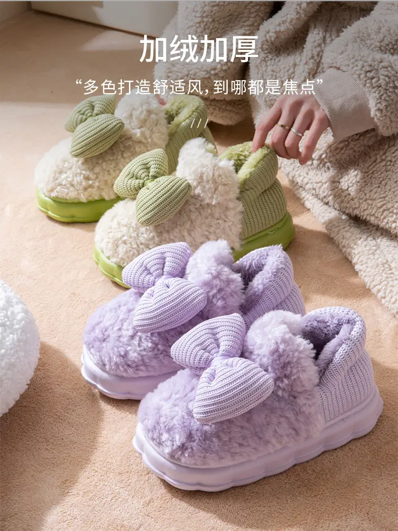 New Style Bag-heel Cotton Slippers Men's Thick Bottom Dung-feeling Non-slip fleece-lined Warm High-top Snow Boots for Winter Outer Wear — feature 6