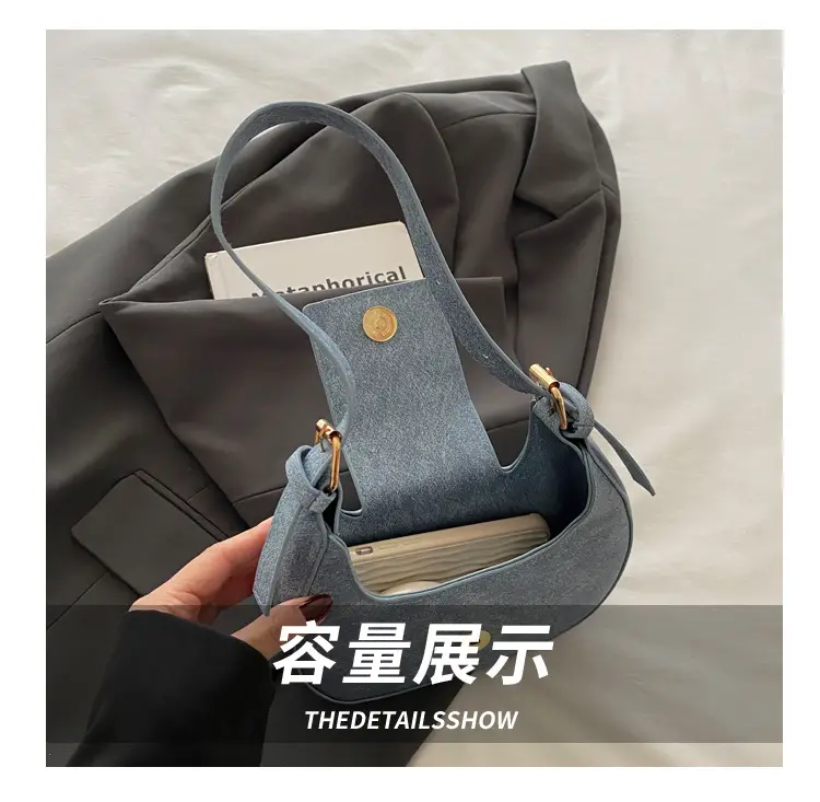 Retro Elegant Crescent Bag Grey Shoulder Bag Winter Luxury — feature 7