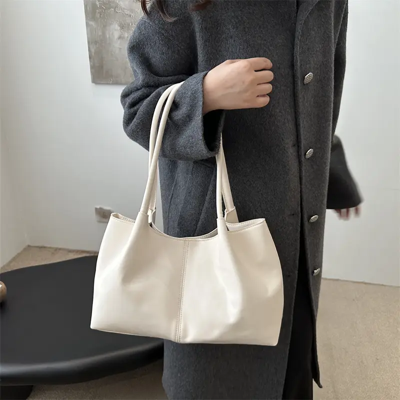 White Retro Casual Shoulder Tote Bag 2024 - Image 7