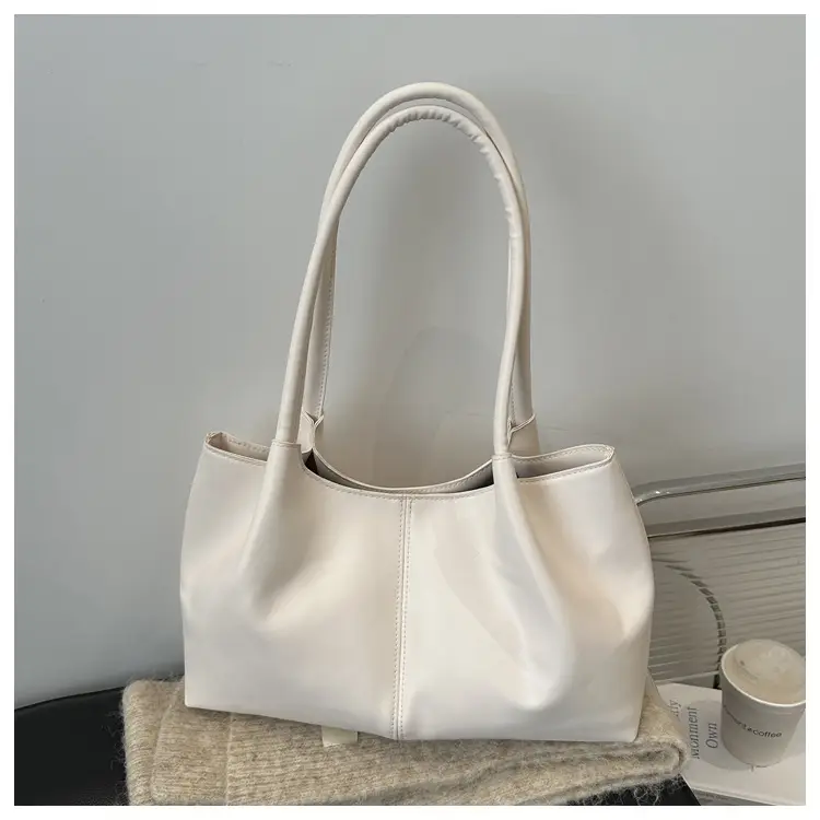 White Retro Casual Shoulder Tote Bag 2024 - Image 2