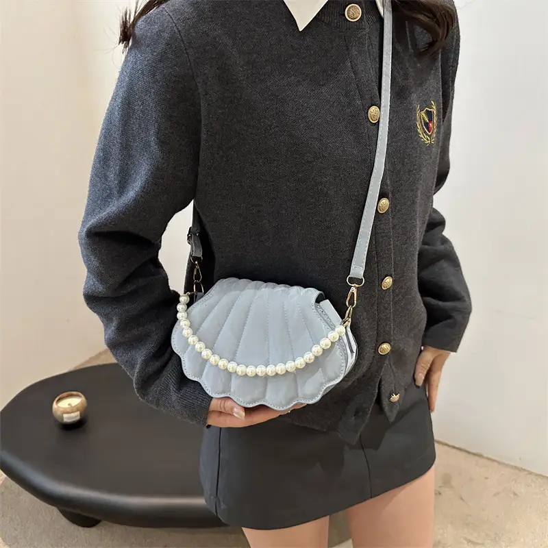 Black Pearl Embellished Shoulder Bag for Women