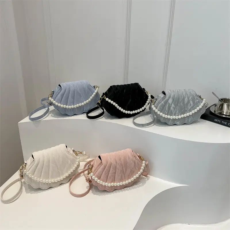 Black Pearl Embellished Shoulder Bag for Women