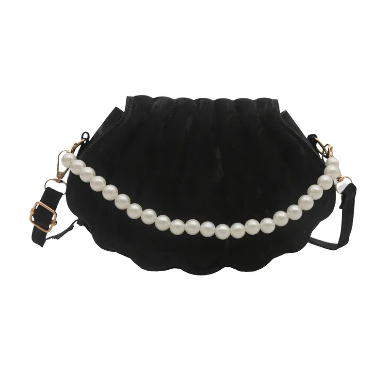 Black Pearl Embellished Shoulder Bag for Women