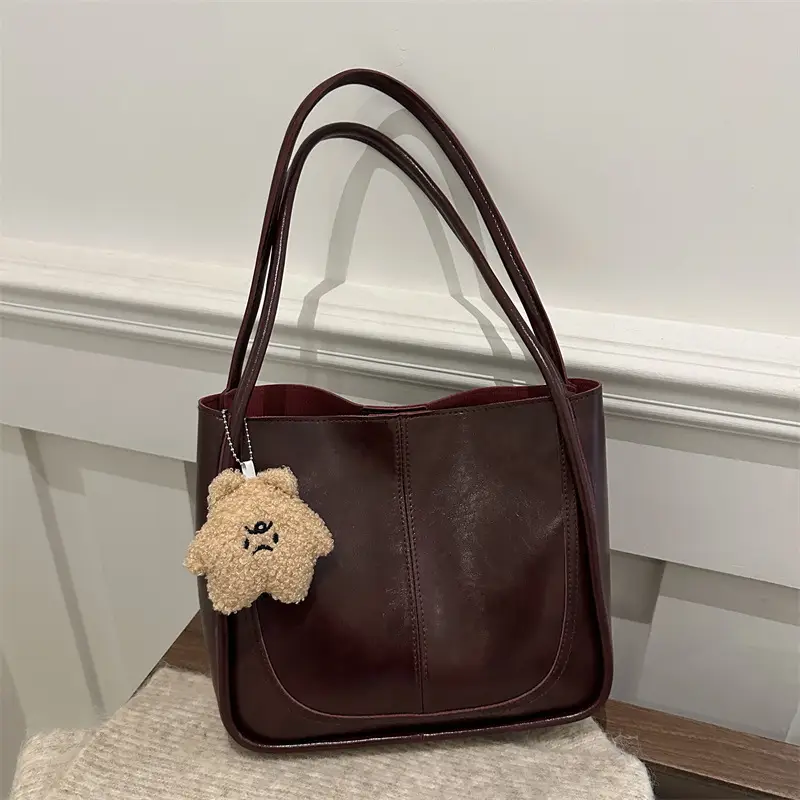 Vintage Maroon Textile Shoulder Bag for Women 2023 - Image 11