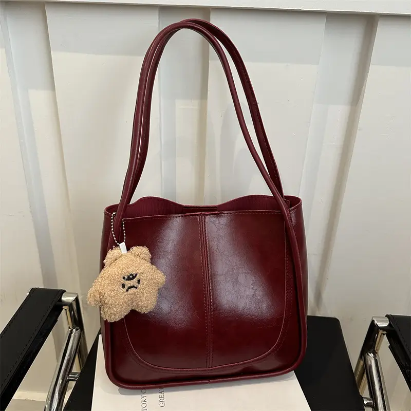Vintage Maroon Textile Shoulder Bag for Women 2023 - Image 12