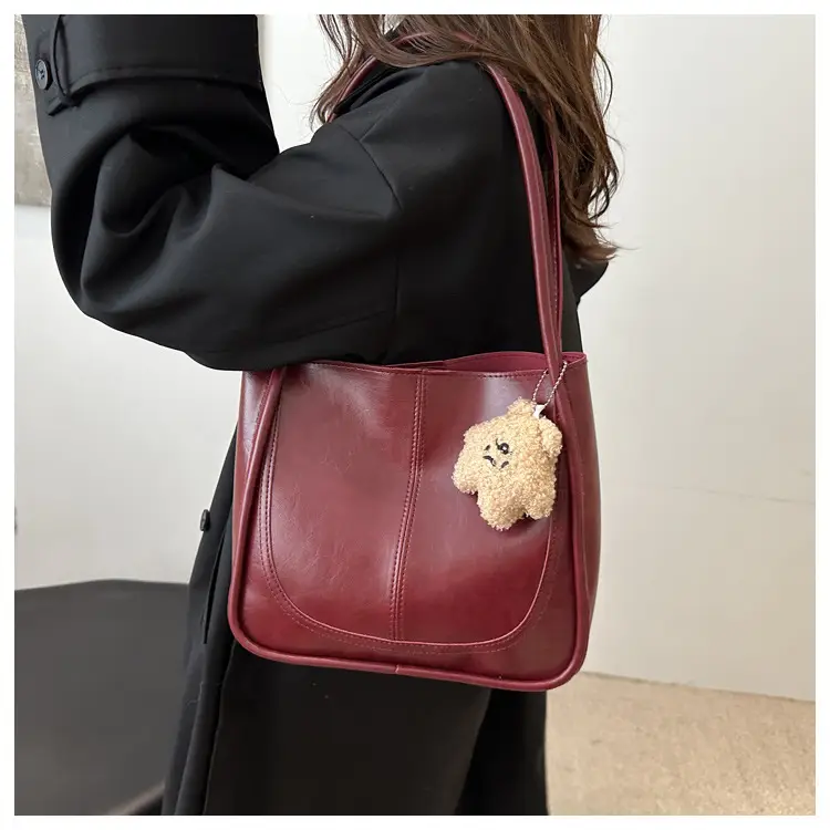 Vintage Maroon Textile Shoulder Bag for Women 2023 — feature 8